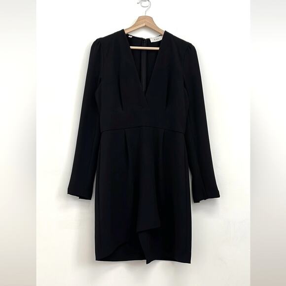 A.L.C. Mara Long Sleeve Structured Asymmetrical Hem Crepe Mini Dress - Size 10 - Picture 2 of 14